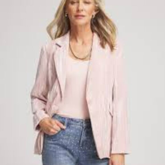 Chico's Textured Velvet Blazer in Light Pink - Picture 1 of 8